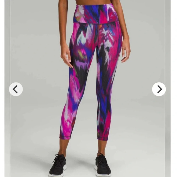NWT!! Lululemon Wunder Train High-Rise Crop 23" - Digital Current Pink Multi - 2 - Picture 1 of 9